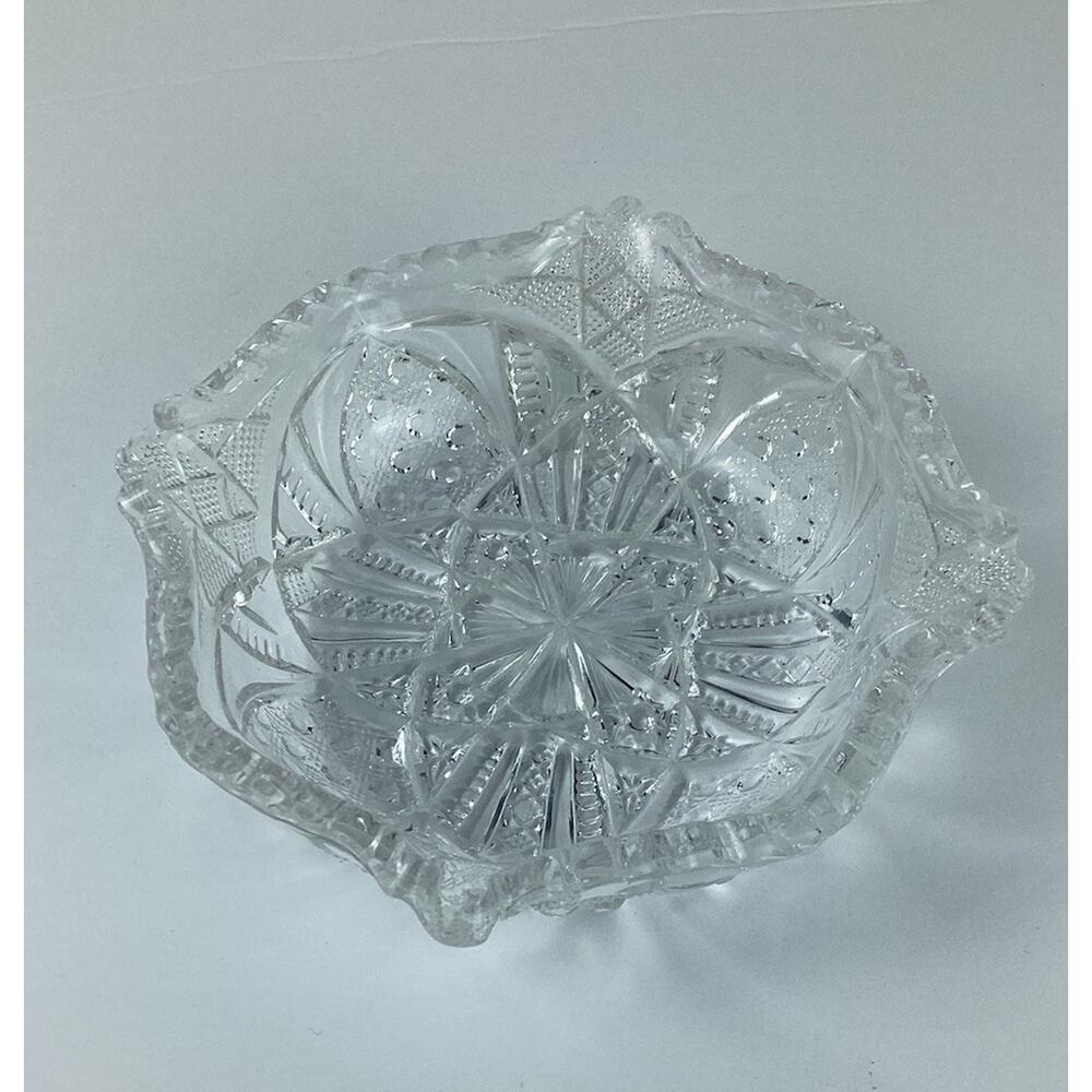 American Brilliant Cut Glass Crystal Bowl Antique Deep Cut Nappy 4.5”